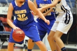 Action between Sarasota Christian (dark) and Academy at the Lakes in the girls basketball Class 2A State Semifinal on Tuesday at The Lakeland Center. STAFF PHOTO / DENNIS MAFFEZZOLI